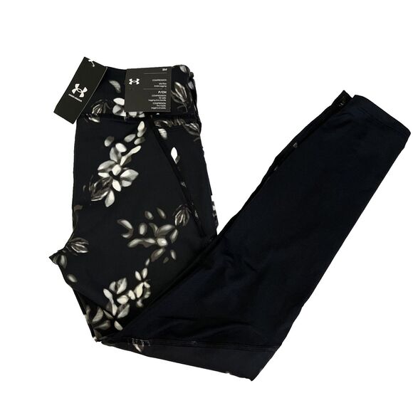 New Under Armour Compression Ankle Leggings Floral Print Athletic Size Small NWT - Picture 1 of 9